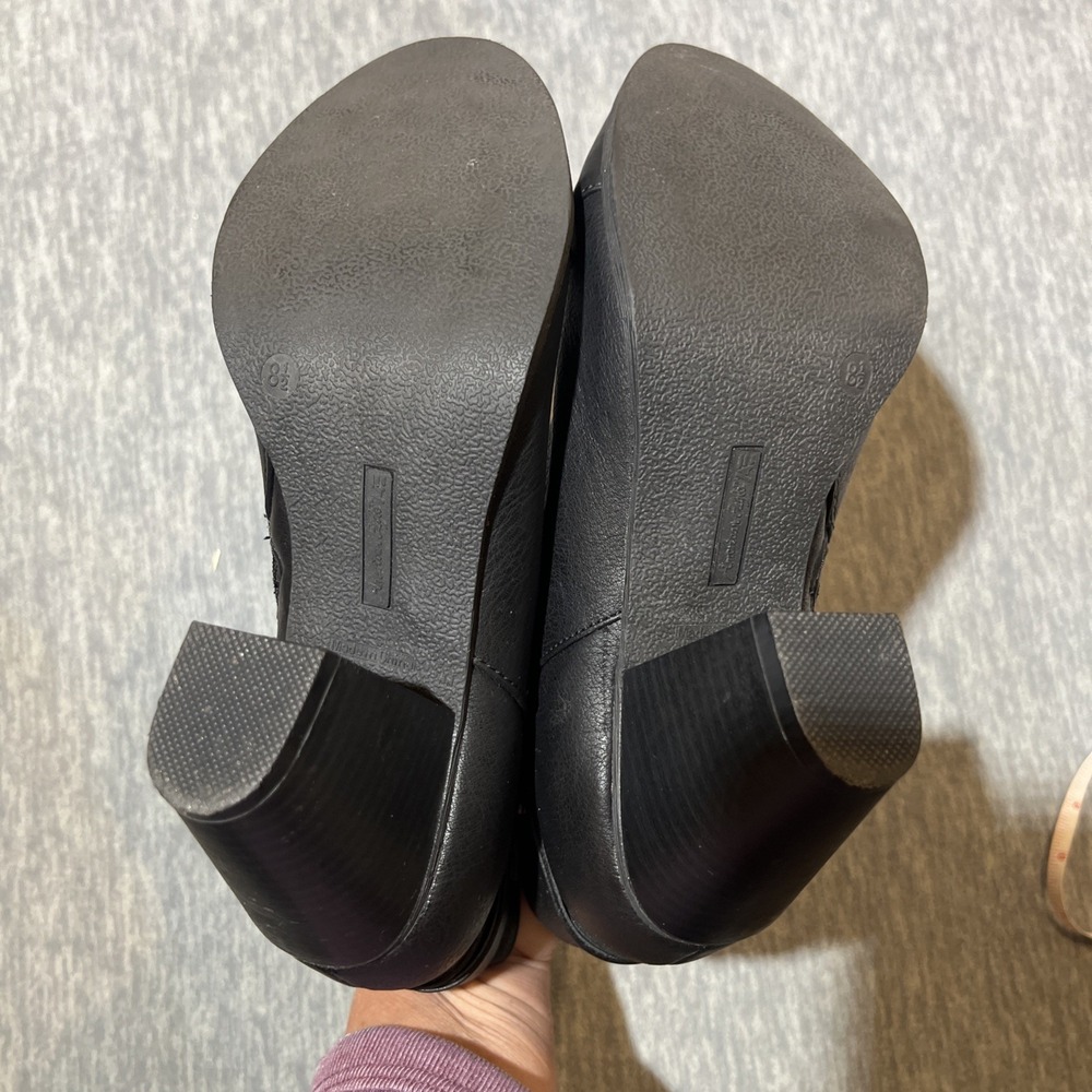 American Eagle Ankle Boots Women 8.5 Black Side Zip 3in Heel Snap Strap Faux EUC - Picture 12 of 16